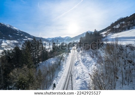 Beatiful snow mountains landscape at sunny day