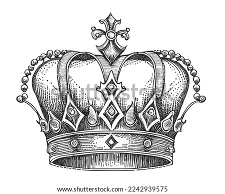 Royal crown hand drawn sketch Vector illustration