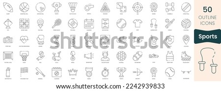 Set of sports icons. Thin outline icons pack. Vector illustration