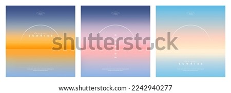 Beautiful sunrise or sunset in ocean. Gradient summer sea background set. color abstract background for app, web design, webpage, banner, greeting card. Modern style, Trendy vector illustration. Royalty-Free Stock Photo #2242940277
