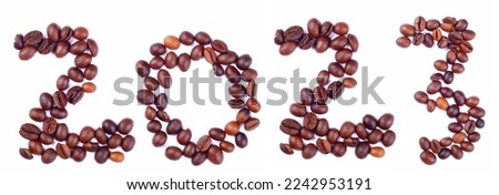 2023 Headline From Coffee Beans On White Background