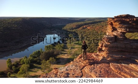 Hiking the stunning iconic views from Natures Window in Kalbarri, National Park Western Australia Royalty-Free Stock Photo #2242984469