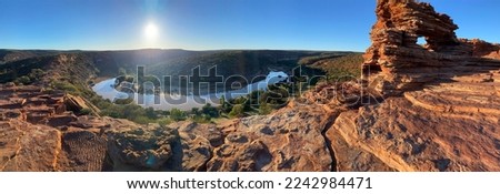 Hiking the stunning iconic views from Natures Window in Kalbarri, National Park Western Australia Royalty-Free Stock Photo #2242984471