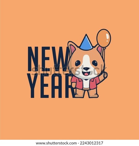 CUTE DOG VECTOR NEW YEAR