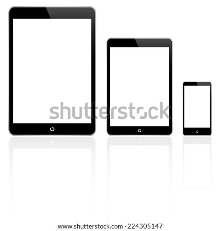 Black Tablet And Smartphone Vector Similar To iPad Air And iPhone With Reflection