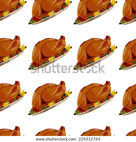 Roast Turkey seamless  pattern illustration clip art