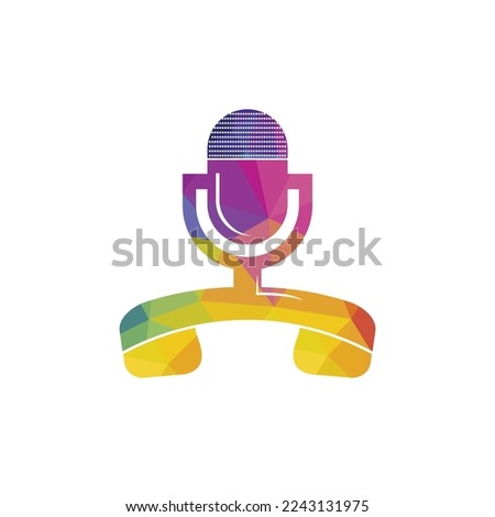 Podcast talk vector logo design. Call logo design combined with podcast mic.