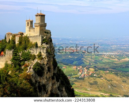 Guaita Fortress in San Marino. Royalty-Free Stock Photo #224313808