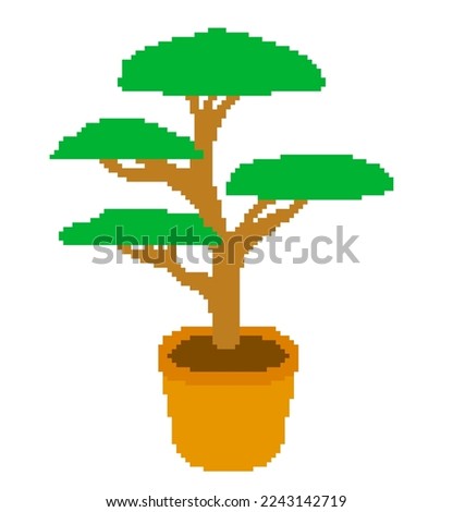 Clip art of bonsai in pixel art