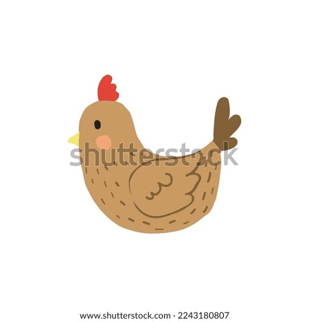Cute brown chicken vector illustartion for farm, food and restaurant mascot. Kids book or toy