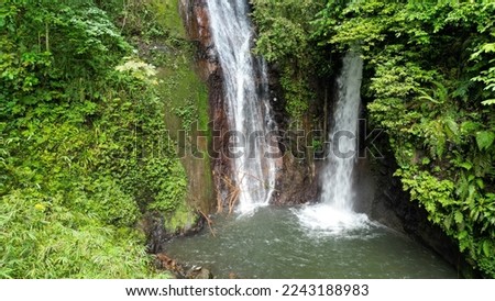 Aerial view from Milagrosa waterfall in São Tomé  forest,Africa