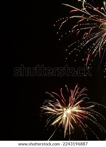 New Year's Eve 2020 fireworks display photographed against a black background of the night sky