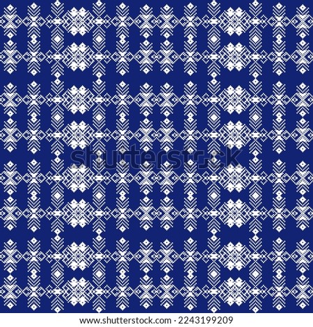 blue seamless geometric ethnic pattern 