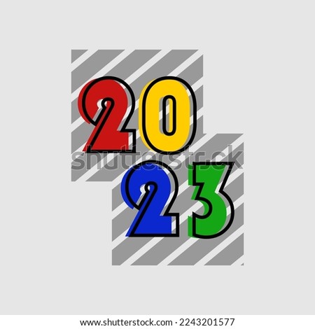  2023 Happy New Year logo text design. 2023 number design template. Collection of 2023 Happy New Year symbols. Vector illustration 