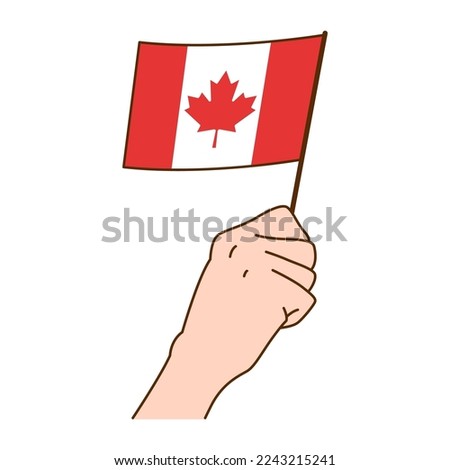 Hand Holding Canada National Flag Illustration. Hand Drawn Style Vector Illustration - EPS 10 Vector