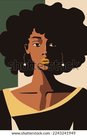 wall art black african American woman with curly hair wall art matisse style vector illustration