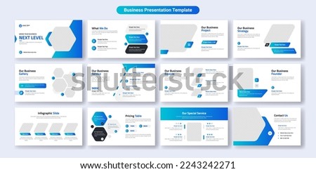 Creative business PowerPoint presentation slides template design. Use for modern keynote presentation background, brochure design, website slider, landing page, annual report, company profile Royalty-Free Stock Photo #2243242271