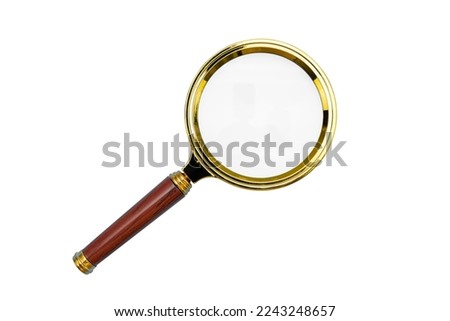 A simple magnifying glass over white background. hand magnifier isolated on white background, clipping path.