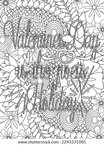 Valentine's day quotes black history month is the Superbowl. Vector Coloring Pages for Adults. Doodle drawing. Design for wedding invitations and Valentine's Day, lettering in the heart love quotes.