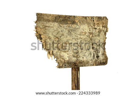 grunge wooden signboard isolated on white