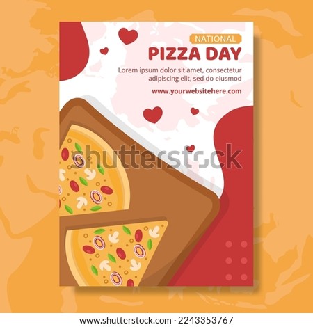 National Pizza Day Poster Flat Cartoon Hand Drawn Templates Illustration