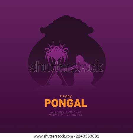  Happy Pongal Holiday Harvest Festival . vector background design. Royalty-Free Stock Photo #2243353881