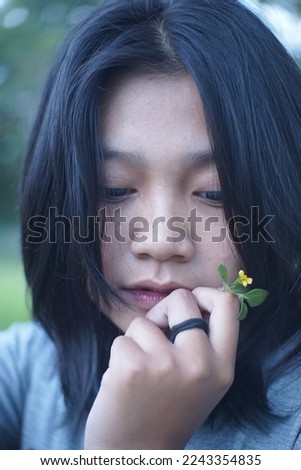 photo of young woman with close-up shot, beautiful, young girl