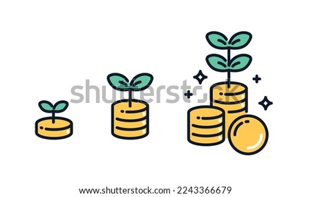 Simple icon illustration material of successful asset management image Royalty-Free Stock Photo #2243366679