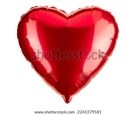 Heart Balloon. Red helium balloon.  Glossy, shiny with reflection foil balloon. Red color. Good for anniversary wedding, celebration birthday. Happy St. Valentine's day. Love symbol. Party Decoration  Royalty-Free Stock Photo #2243379581