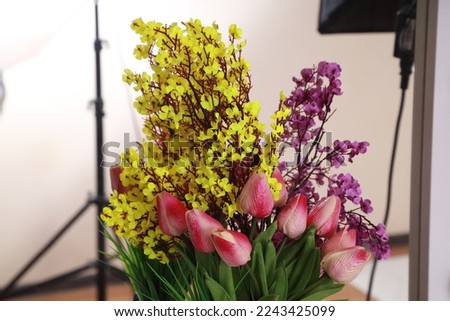 The bouquet of flowers in studio
