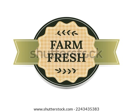 Farm fresh label, icon, sign. Sticker for organic products. Organic food badge. Vector illustration.
