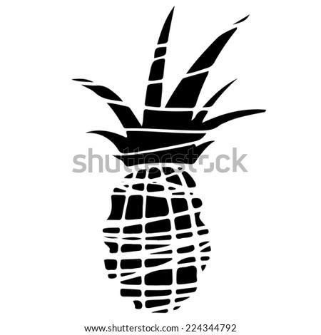 Pineapple cartoon sketch hand drawn illustration isolated on a white background. Icon, sign. Art logo design 