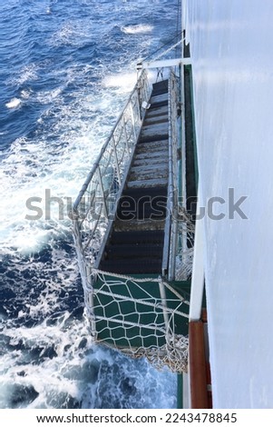 Aru Islands- Indonesia, December 30, 2022 Ship ladders made of iron are used to go up and down from the next floor. Royalty-Free Stock Photo #2243478845
