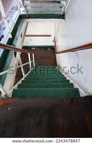 Aru Islands- Indonesia, December 30, 2022 Ship ladders made of iron are used to go up and down from the next floor. Royalty-Free Stock Photo #2243478847