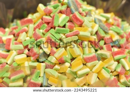 Multicolored sweet candies in the store