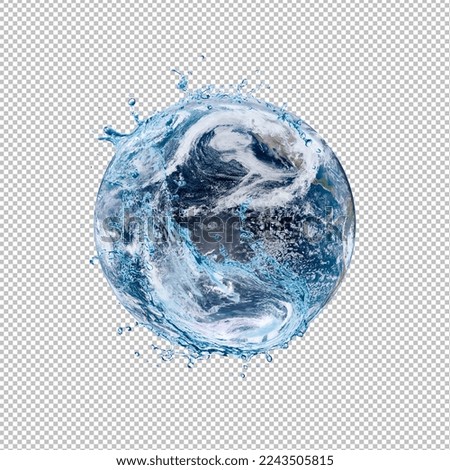 Water recycle on the world. Water scarcity concept on earth isolated on transparent png background. Earth day or World Water Day concept. Elements of this image furnished by NASA. Royalty-Free Stock Photo #2243505815