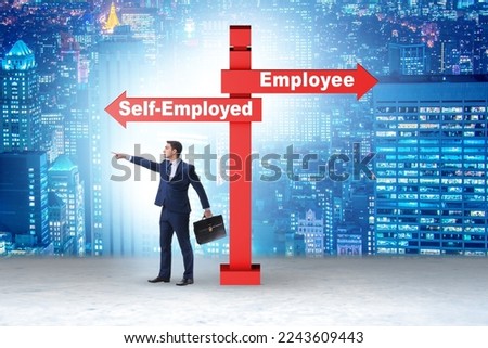 Concept of choosing self-employed versus employment Royalty-Free Stock Photo #2243609443