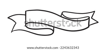 Black and White Ink Ribbons. Hand made Vector Objects for Design.