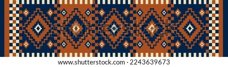 Southwest geometric vintage pattern. Vector ethnic geometric square diamond colorful vintage seamless pattern background. Kilim pattern use for carpet, area rug, tapestry, mat, home decoration element Royalty-Free Stock Photo #2243639673