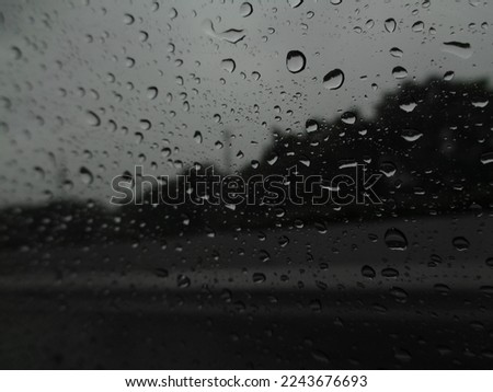 Small water drops on the car window