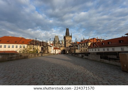 Charles Bridge and Prague Castle in the morning