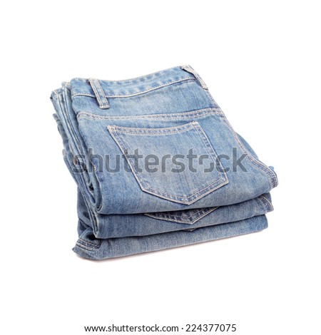 several jeans isolated on white