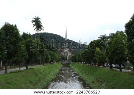 Petropolis Cathedral of Saint Peter of Alcantara. Imperial Museum of Petropolis. View of the river in the Serra dos Orgaos National Park. Brazil, State of Rio de Janeiro, Petropolis. Royalty-Free Stock Photo #2243786529