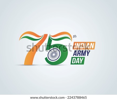 75th Indian army day Vector illustration banner. Indian army with tricolor flag celebrating victory.
