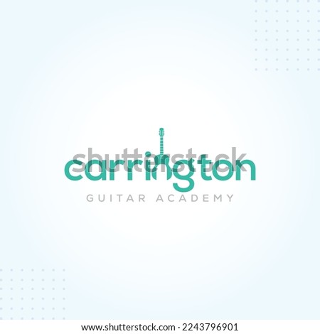 Guitar Academy Logo Template In Modern Creative Minimal Style Vector Design