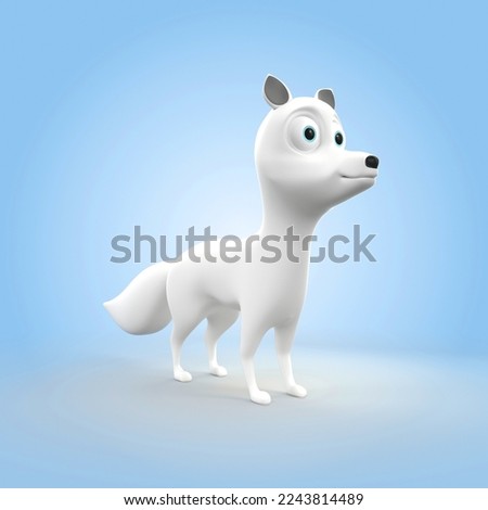 3D Cartoon Arctic Fox Character Illustration