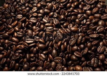Close up of a group of coffee beans