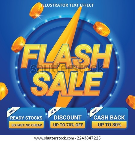 Shopping poster flash sale banner with yellow thunder sign Royalty-Free Stock Photo #2243847225