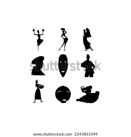 culture african silhouette set icon creative design