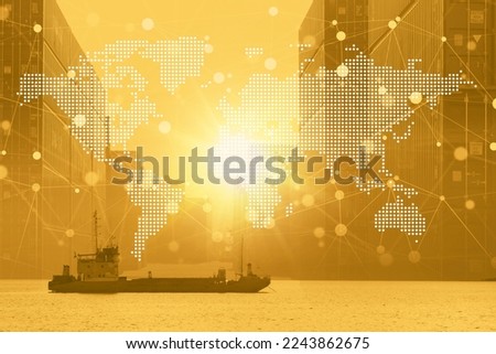 Maritime Cargo ship shipping oversea import export industry world wide design concept for banner background